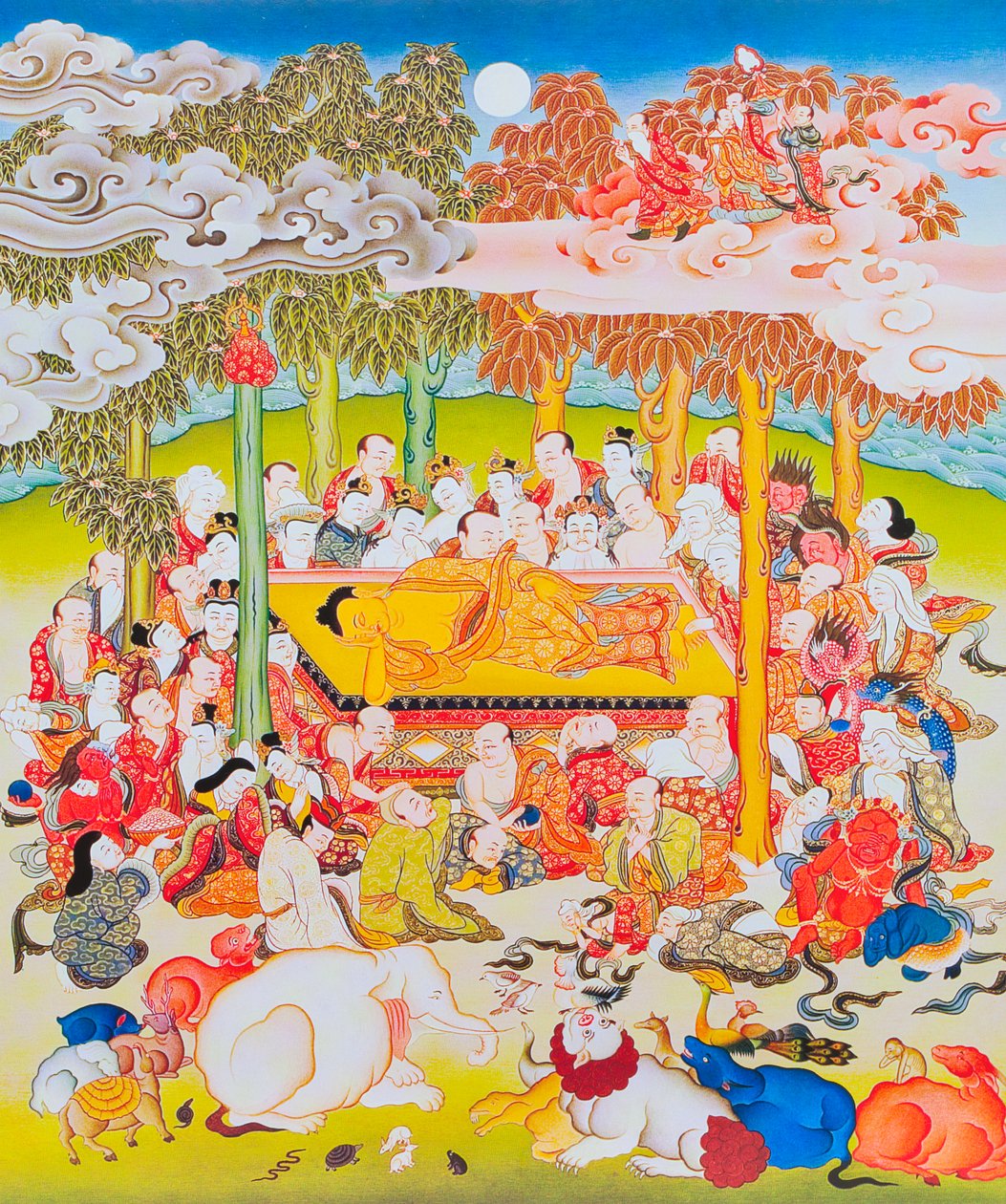 Imagen del Buda del Nirvana (gouache sobre tela) de School Nepalese