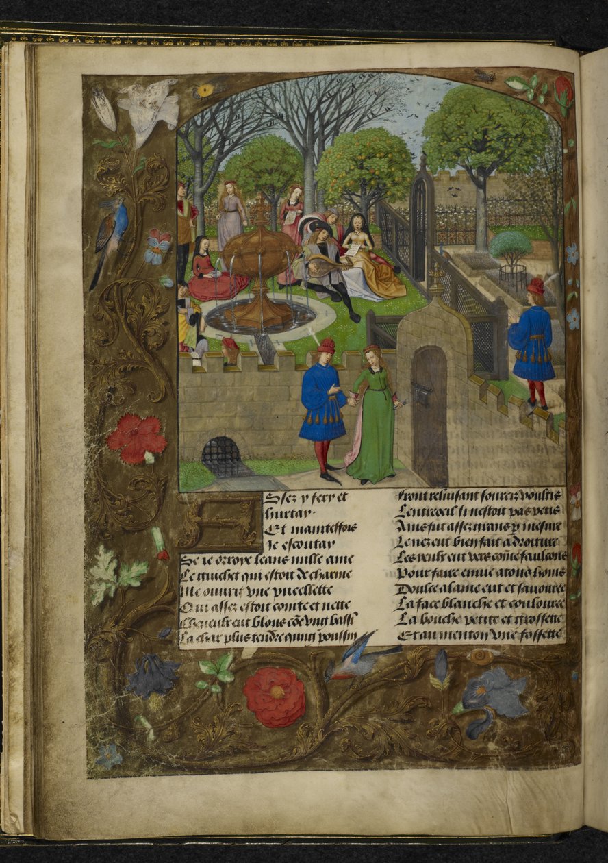 Harley 4425f. 12v Jardín del Placer (vitela) de School Netherlandish
