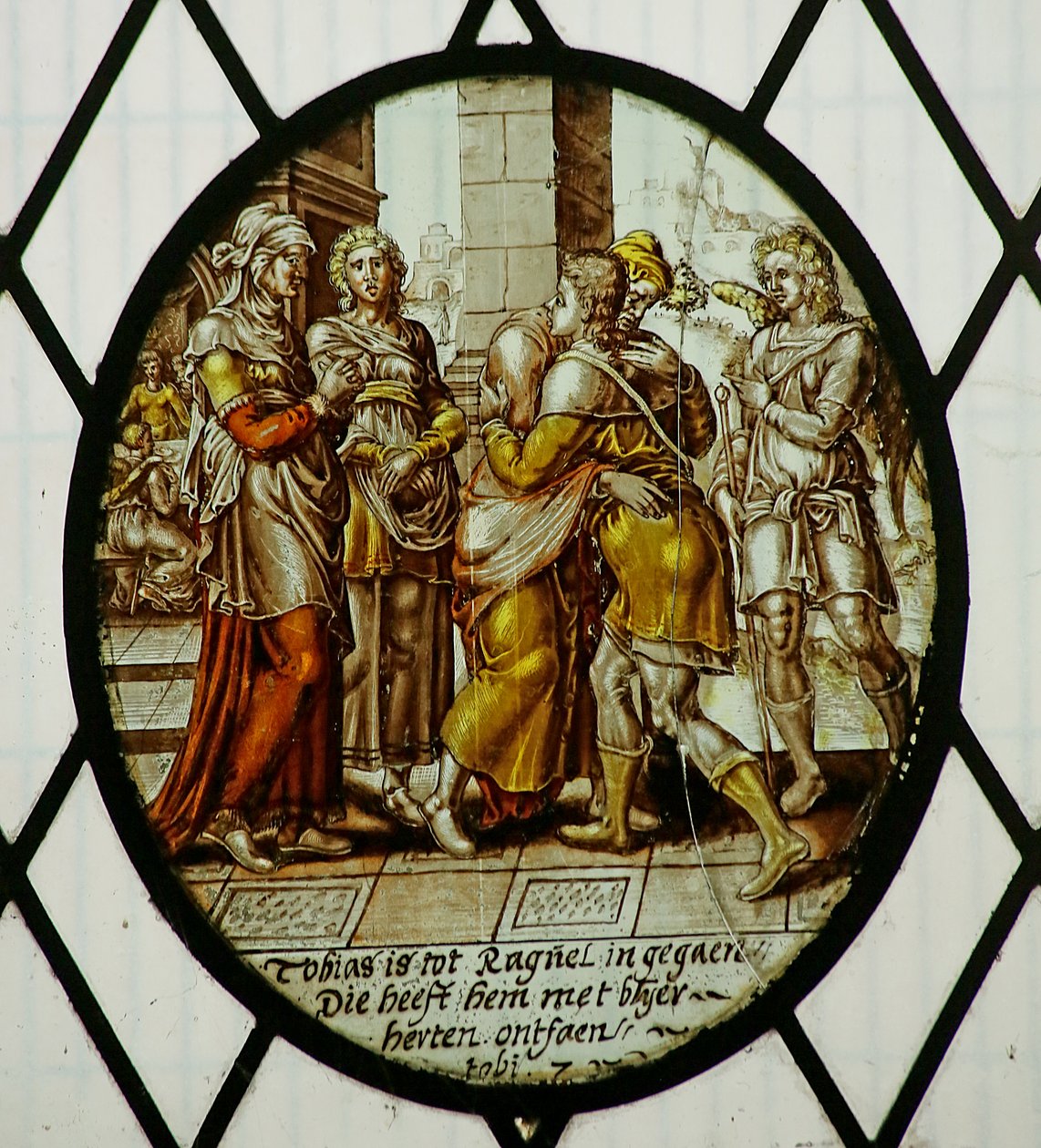 Rondel: Tobías llega a Ecbatana de School Netherlandish