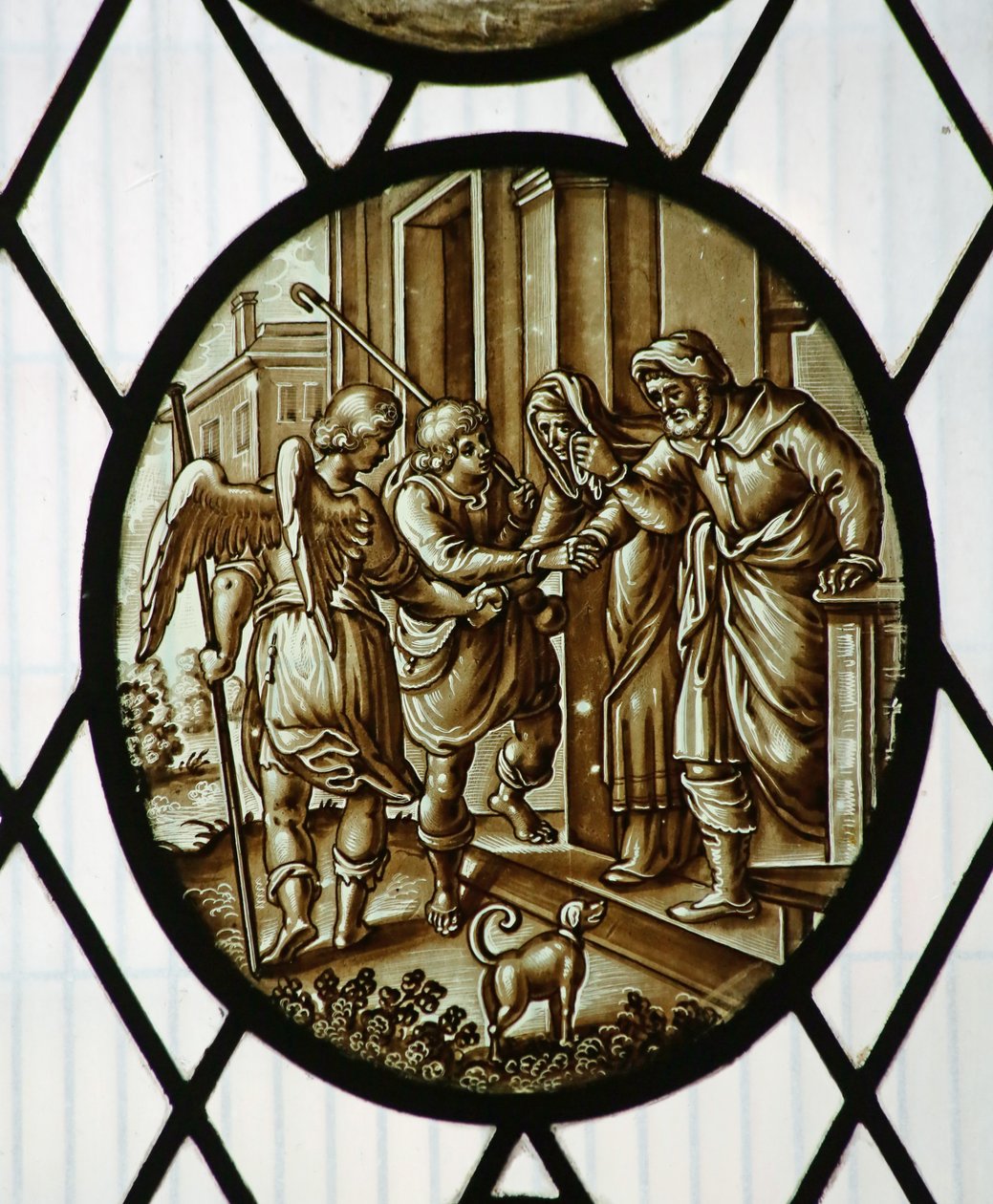 Medallón: Tobías parte con el ángel, probablemente siglo XIX de School Netherlandish