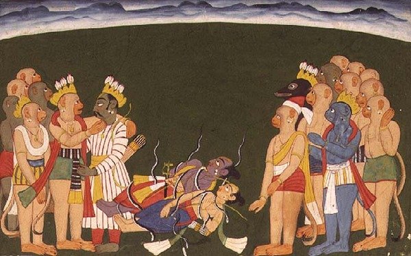 Rama y Lakshmana atacados con nagapasa, del 