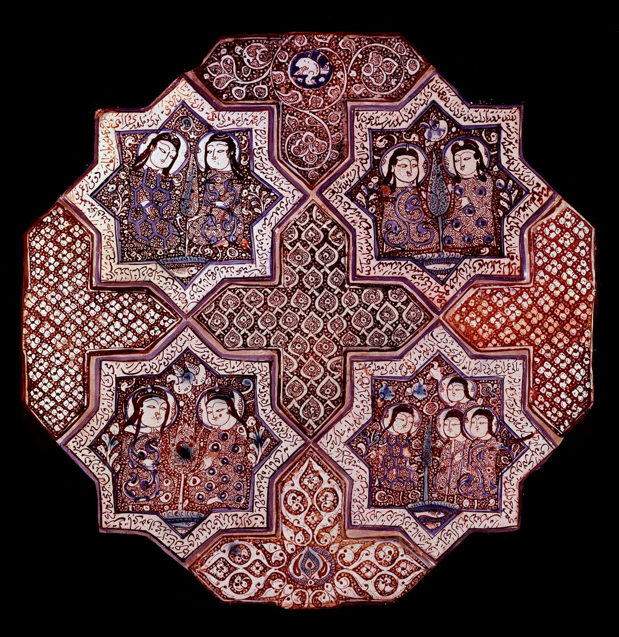 Arte persa: fragmento de un panel de mayólica mural, de Damghan de School Persian