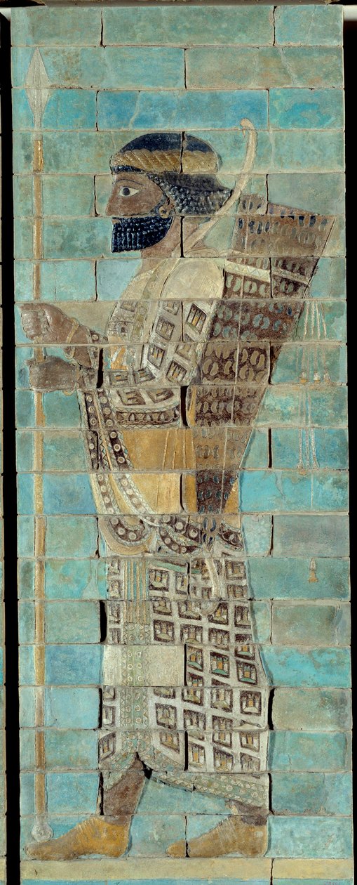 Friso de los arqueros, del palacio de Darío I, rey de Persia, en Susa (siglo V a.C.). Parte inferior del relieve de ladrillos. París, Museo del Louvre. de School Persian