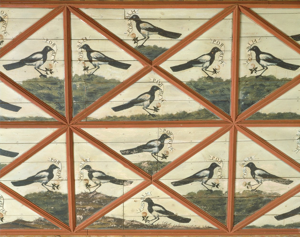 (detalle) de la decoración del techo en el Salón de las Urracas de School Portuguese