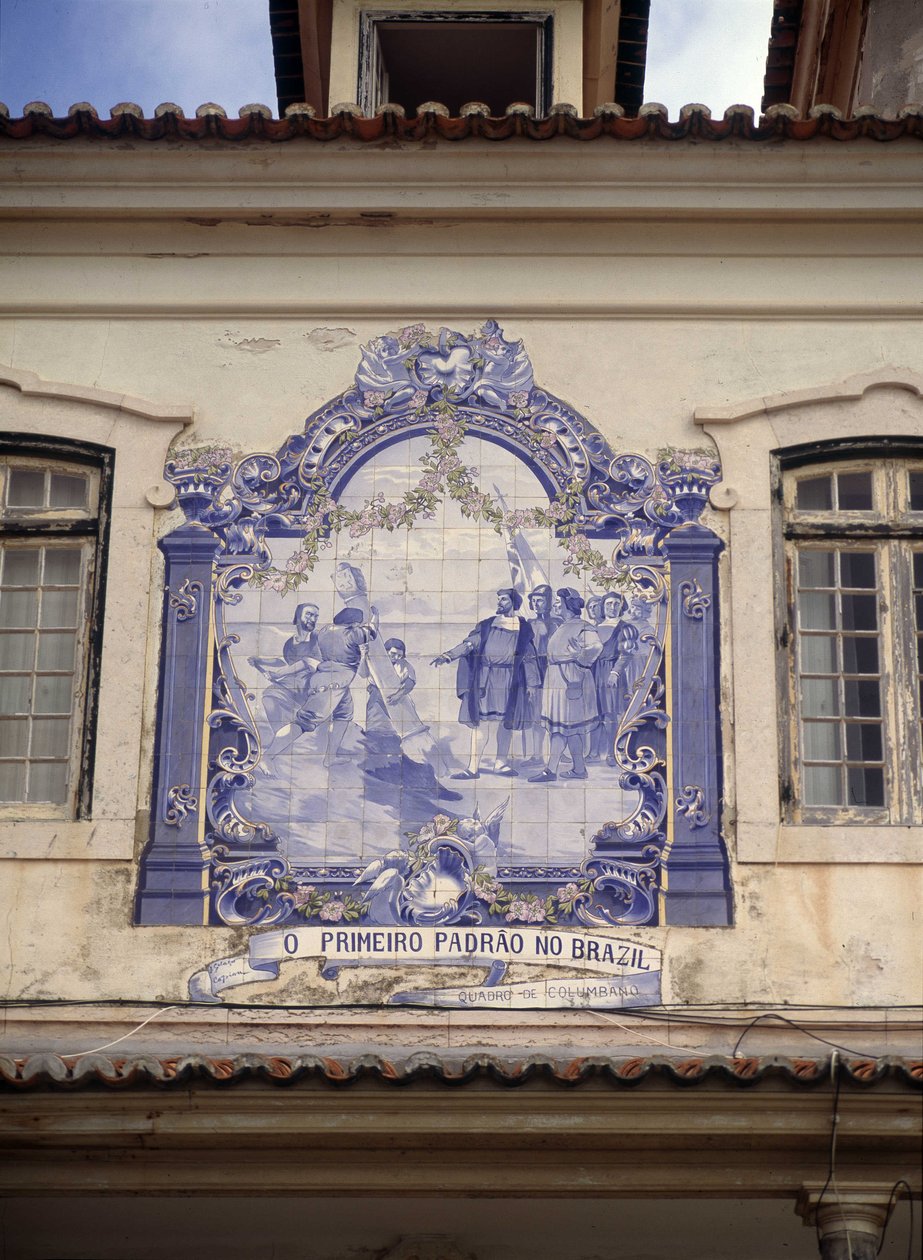 Descubrimiento de Brasil en 1500 por Pedro Álvares Cabral (1467/8- circa 1520). Azulejos en los alrededores de Lisboa. de School Portuguese