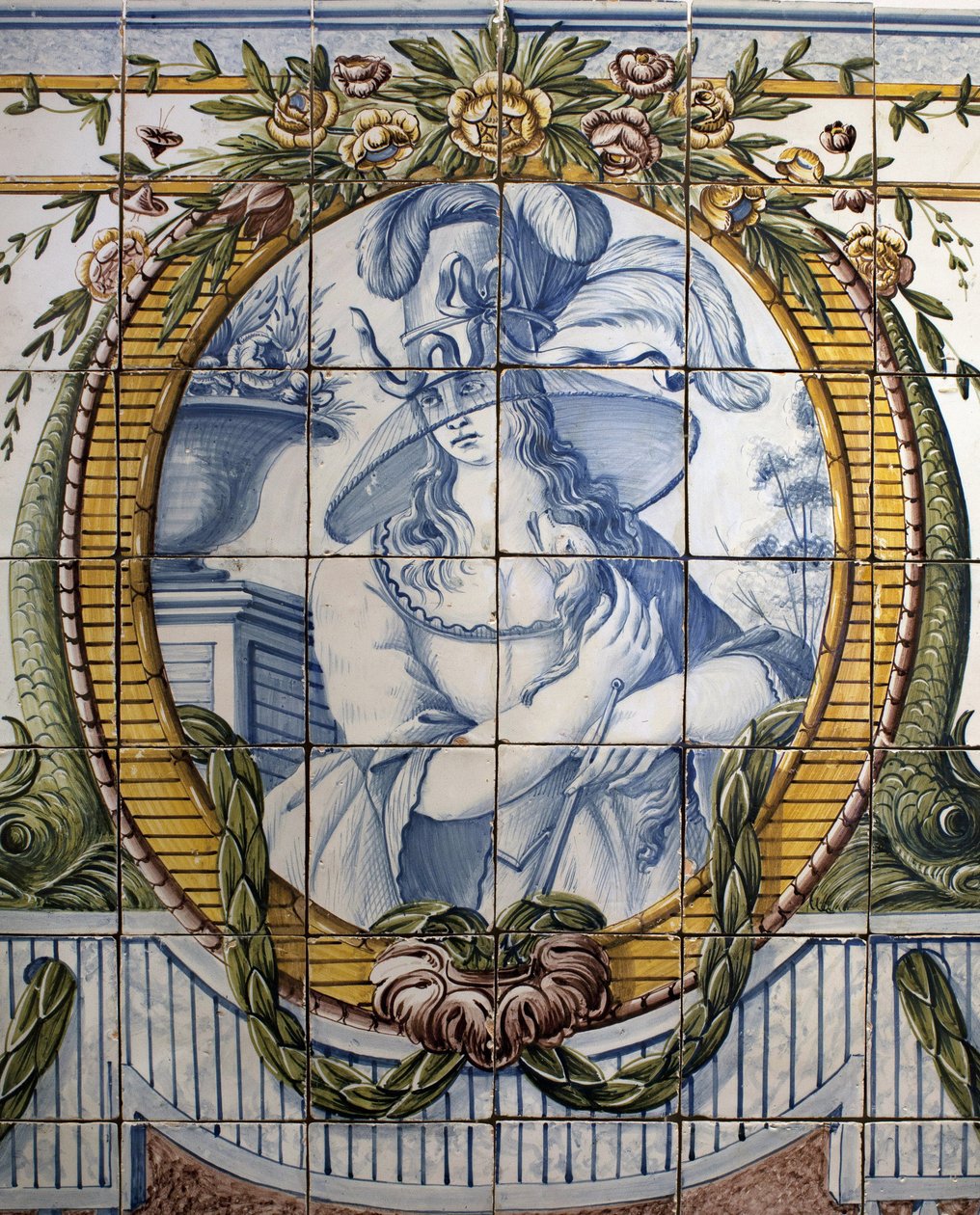 Panel ornamental con retrato de una mujer de School Portuguese