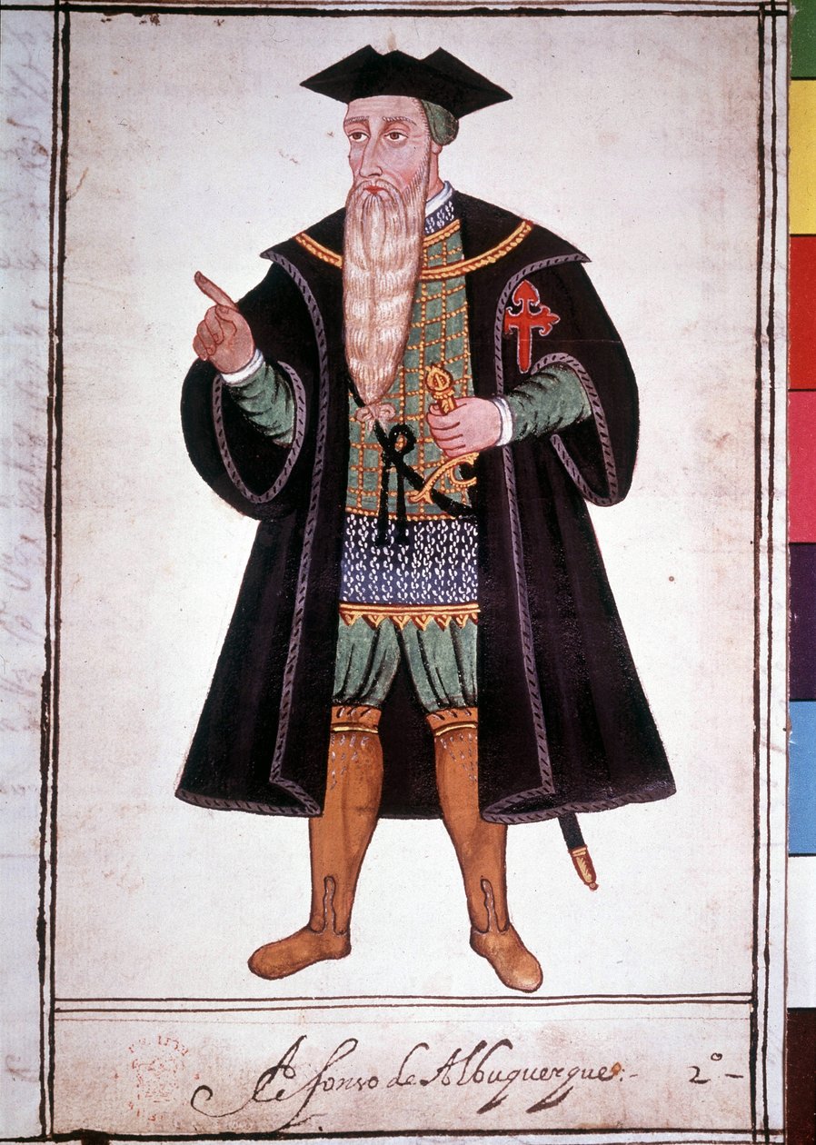 Retrato de Alfonso de Albuquerque (1453 - 1515). Manuscrito portugués del siglo XV de School Portuguese