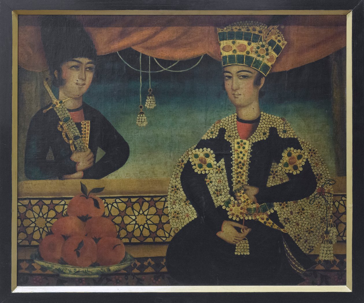 Un príncipe Qajar, posiblemente de Mohammad Sadgeh (óleo sobre lienzo) de School Qajar