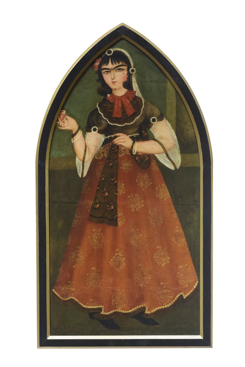 Una joven, por un seguidor de Mohammad Hassan, artista desconocido (óleo sobre lienzo) de School Qajar