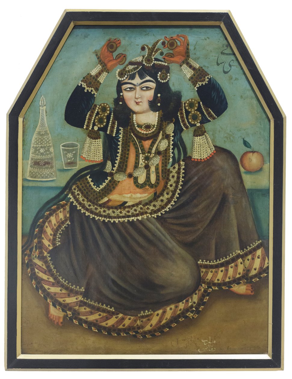 Mujer bailando, artista desconocido (óleo sobre lienzo) de School Qajar
