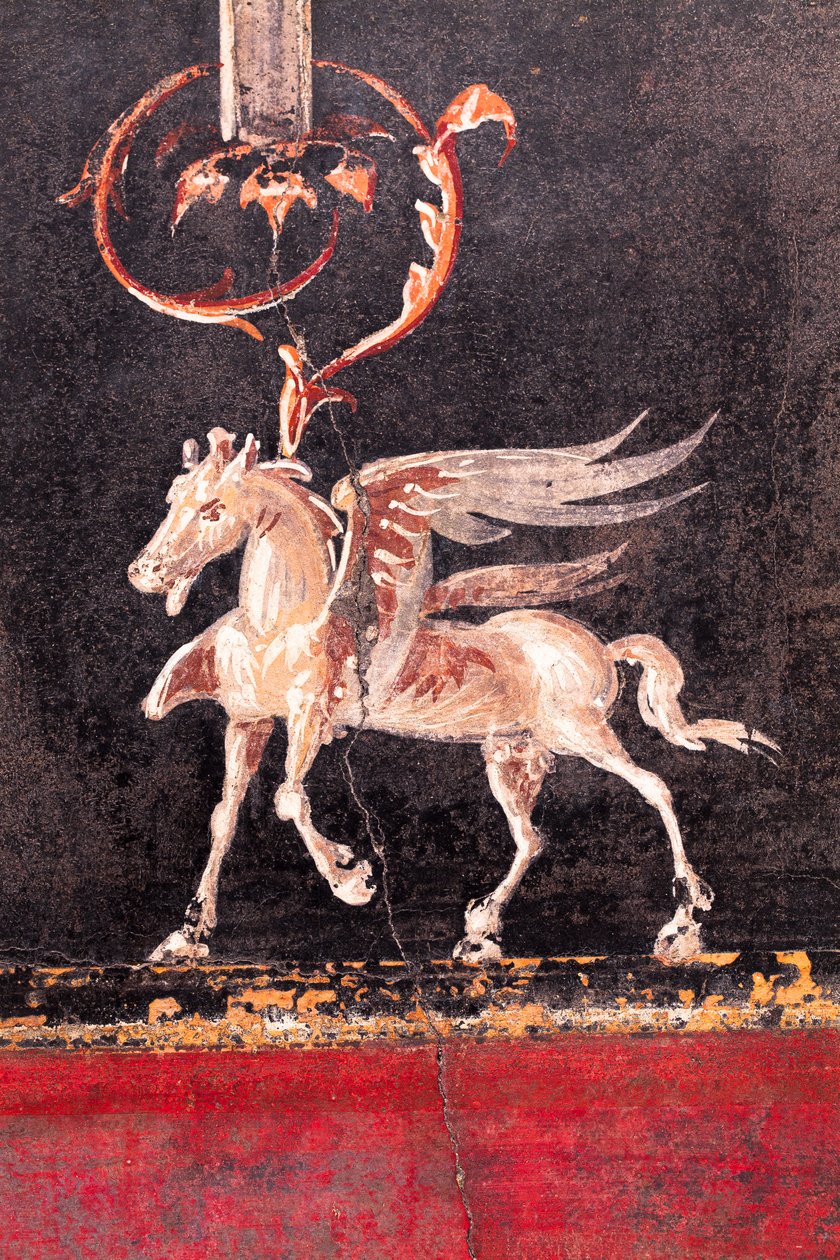 Decoración arquitectónica con caballos alados (pegasi), Herculano de School Roman