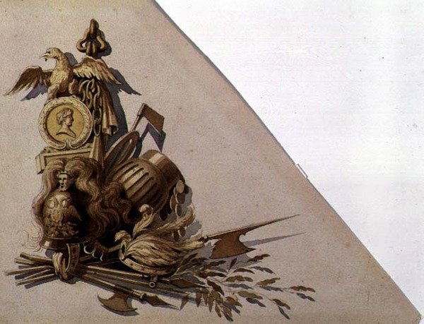 Trofeos de armas neoclásicos, Rusia, c.1825 de School Russian