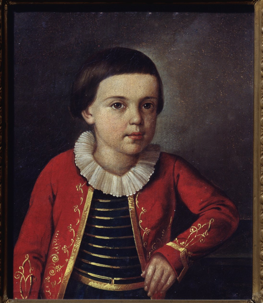 Retrato del poeta Mikhail Lermontov (1814-1841), de niño. Pintura de un maestro ruso, óleo sobre lienzo. de School Russian