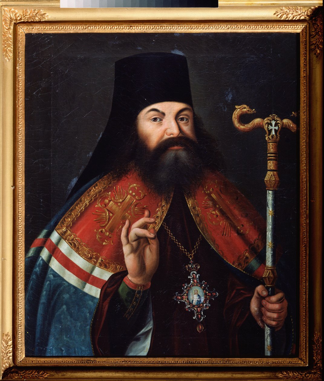Retrato del poeta Theofan (Feofan) Prokopovich (Theophane Prokopovitch) (1681-1736), teólogo y arzobispo de Novgorod (Rusia). Pintura de un maestro ruso, óleo sobre lienzo, mediados del siglo XVIII. Archivo Estatal Ruso de Literatura y Arte, Moscú. de School Russian