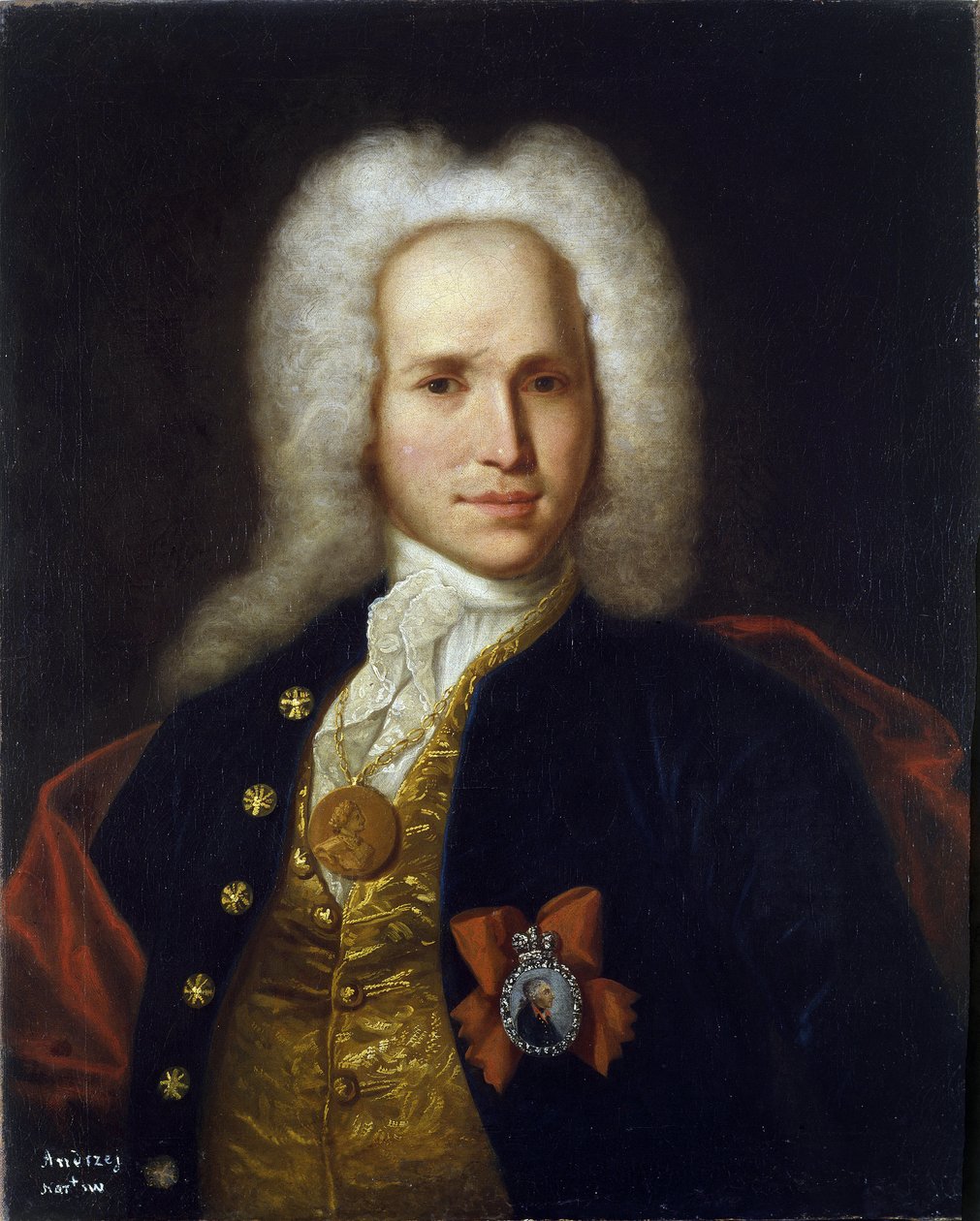 Retrato del científico, ingeniero militar e inventor Andrey Nartov (1683-1756). (Retrato del científico, ingeniero militar e inventor A. Nartov). Pintura anónima, óleo sobre lienzo, hacia 1725. Arte ruso de School Russian