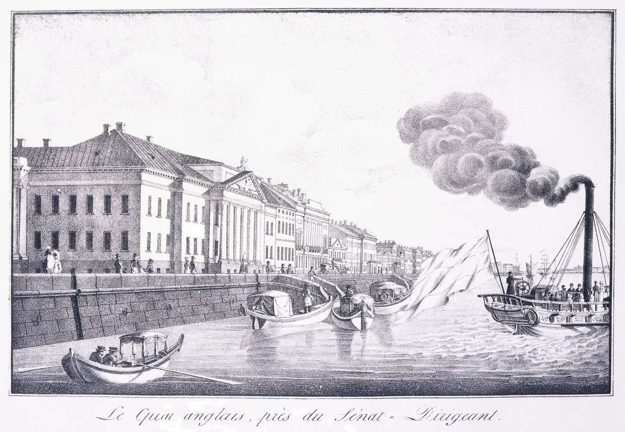 El Muelle Inglés, cerca del Senado-Dirigente; Le Quai Anglais, Pres du Senat-Dirigeant, principios del siglo XIX de School Russian