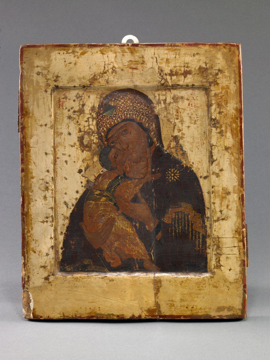 Volokolamskaya Madre de Dios (temple sobre tabla) de School Russian
