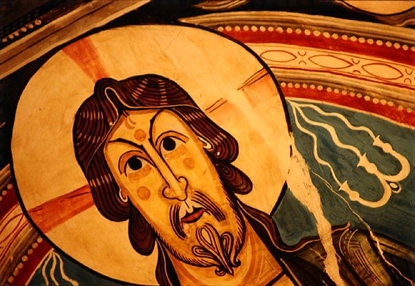 Cristo en majestad flanqueado por serafines y símbolos de los evangelistas, copia del original del siglo XII (detalle) de School Spanish