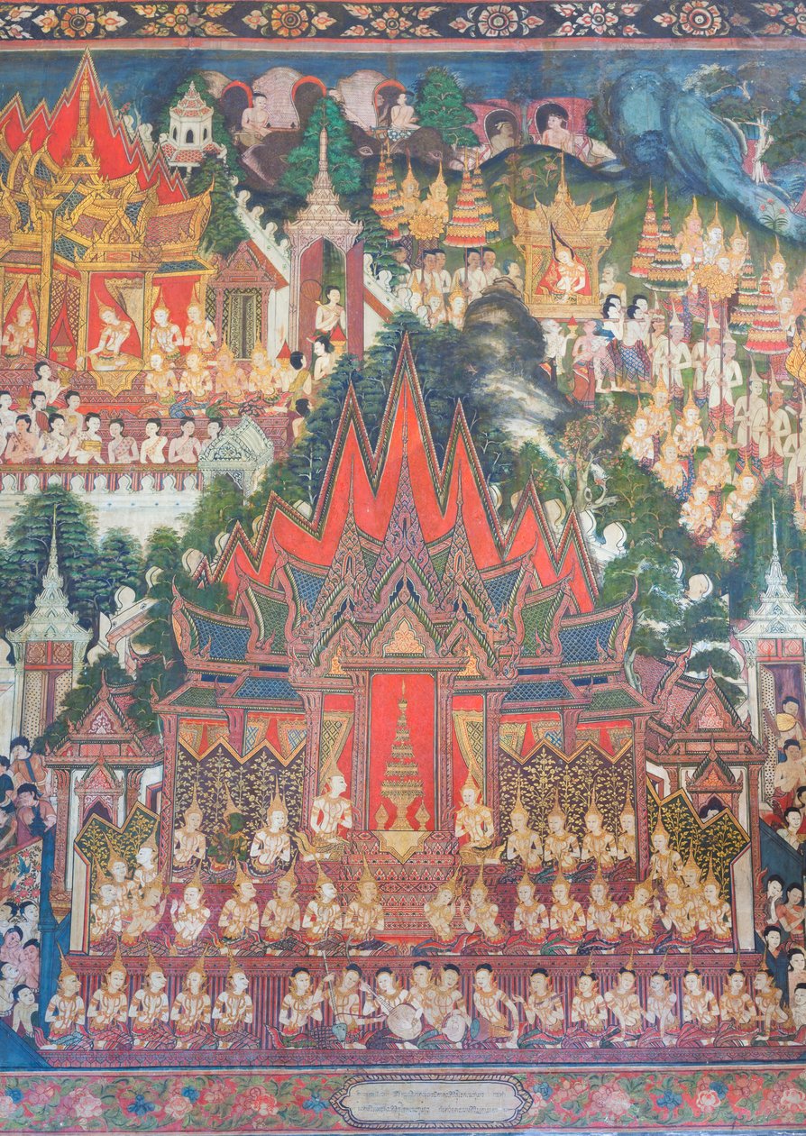 Murales de la capilla Buddhaisawan, palacio de Wang Na de School Thai