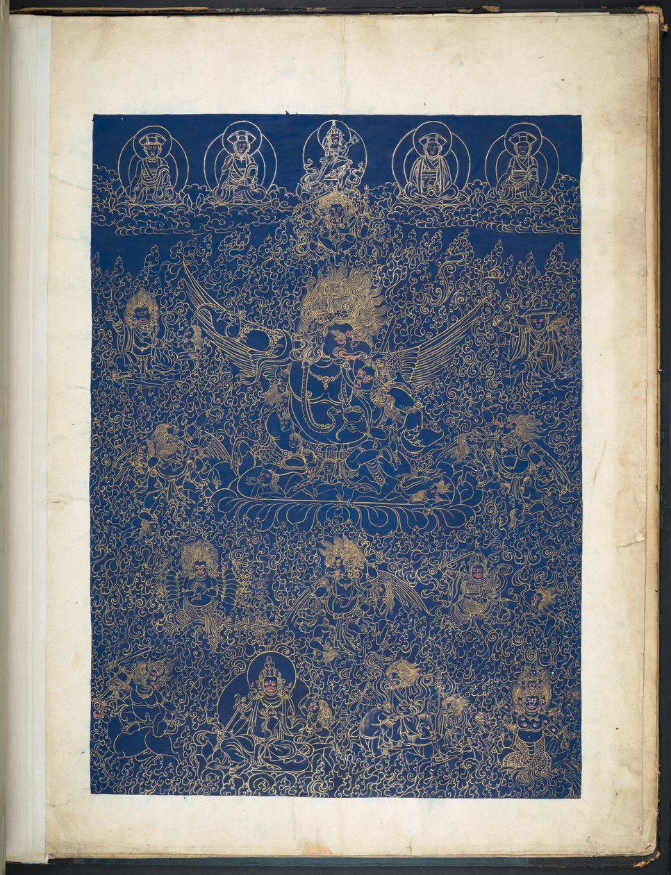 Agregar. O. 3050    Uno de los 12 dibujos que representan deidades tibetanas de un artista tibetano, probablemente en Lhasa, c.1800    (gouache sobre papel) de School Tibetan