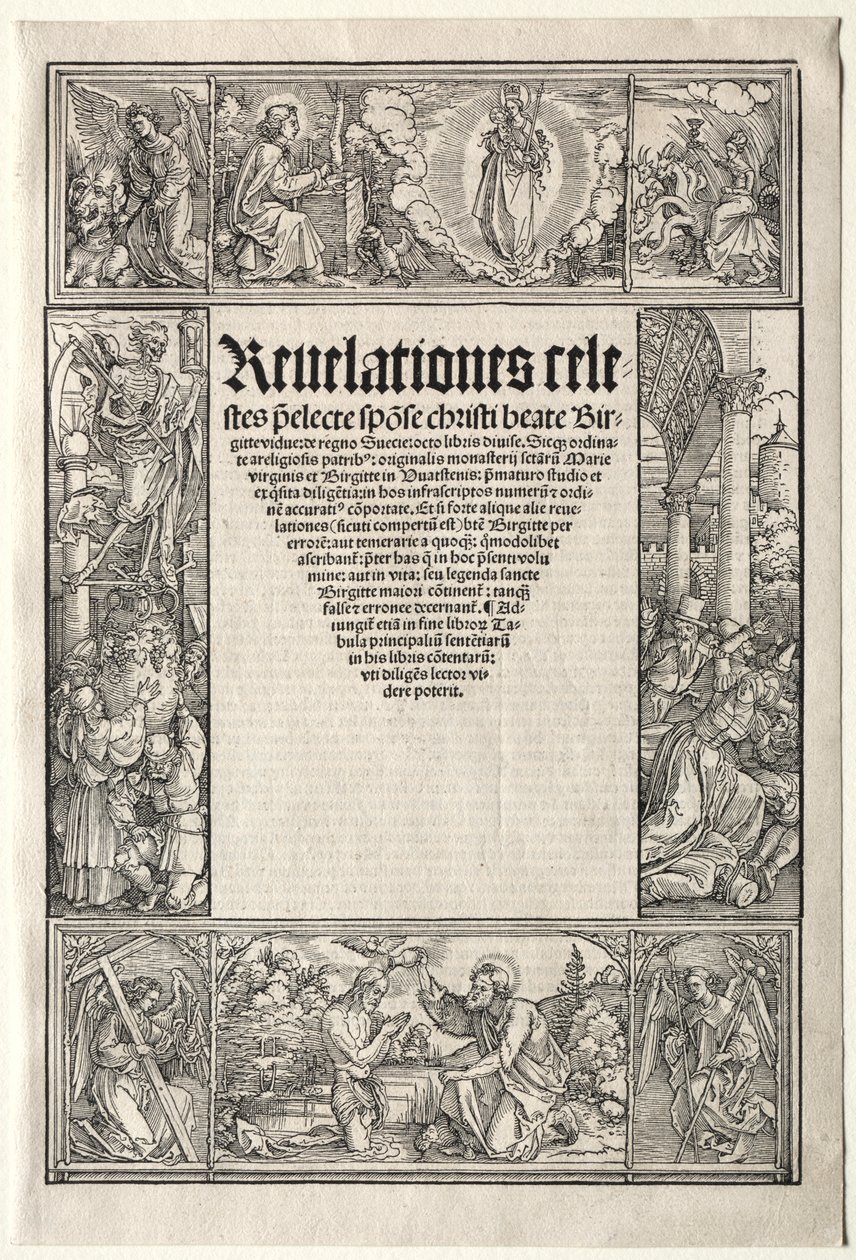 Borde - con el bautismo de Cristo de School of Albrecht Dürer