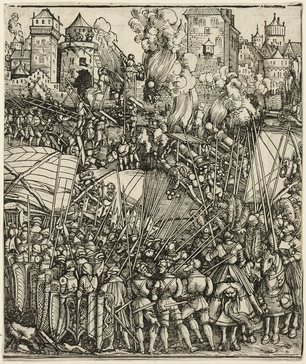 La expulsión de los húngaros de la Baja Austria, del Arco de Triunfo de Maximiliano I de School of Albrecht Dürer