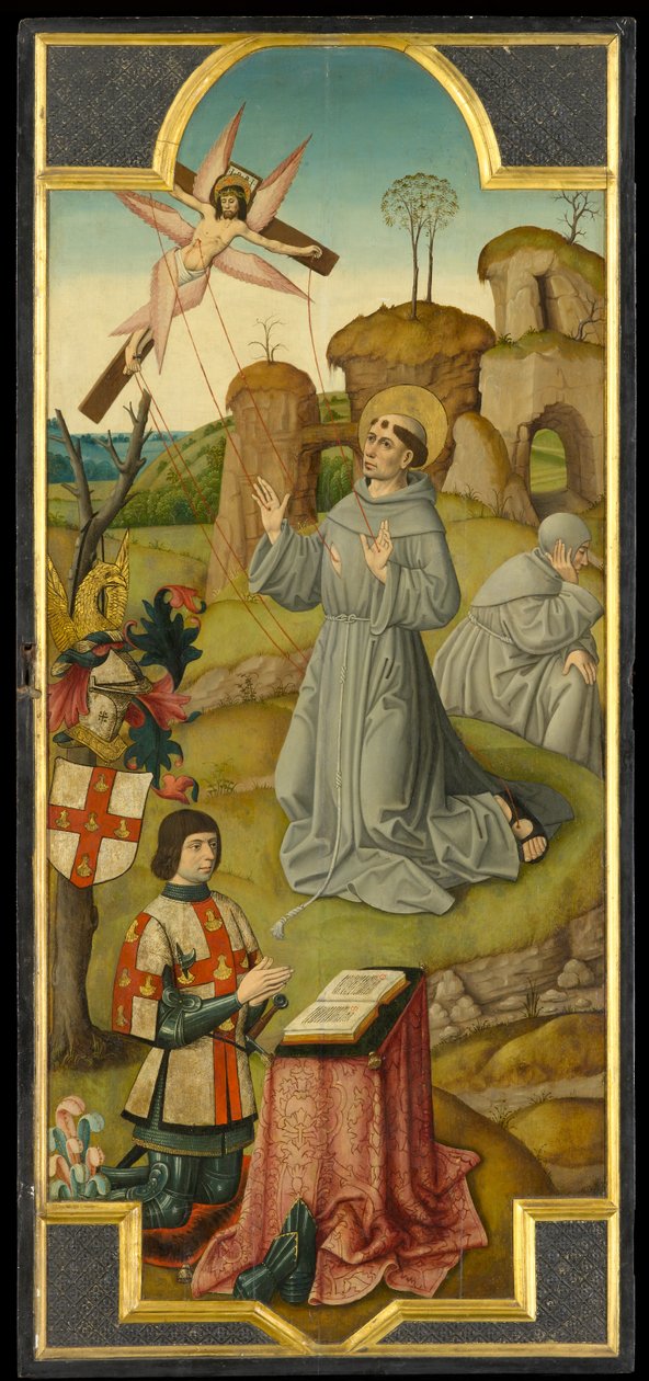 San Francisco recibiendo los estigmas; (verso) Cristo en el Huerto de Getsemaní, hacia 1470 (óleo sobre tabla) de School of Amiens