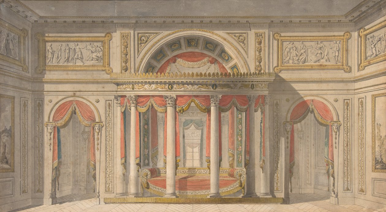 Diseño para un Dormitorio, 1785-1838 de School of Charles Percier