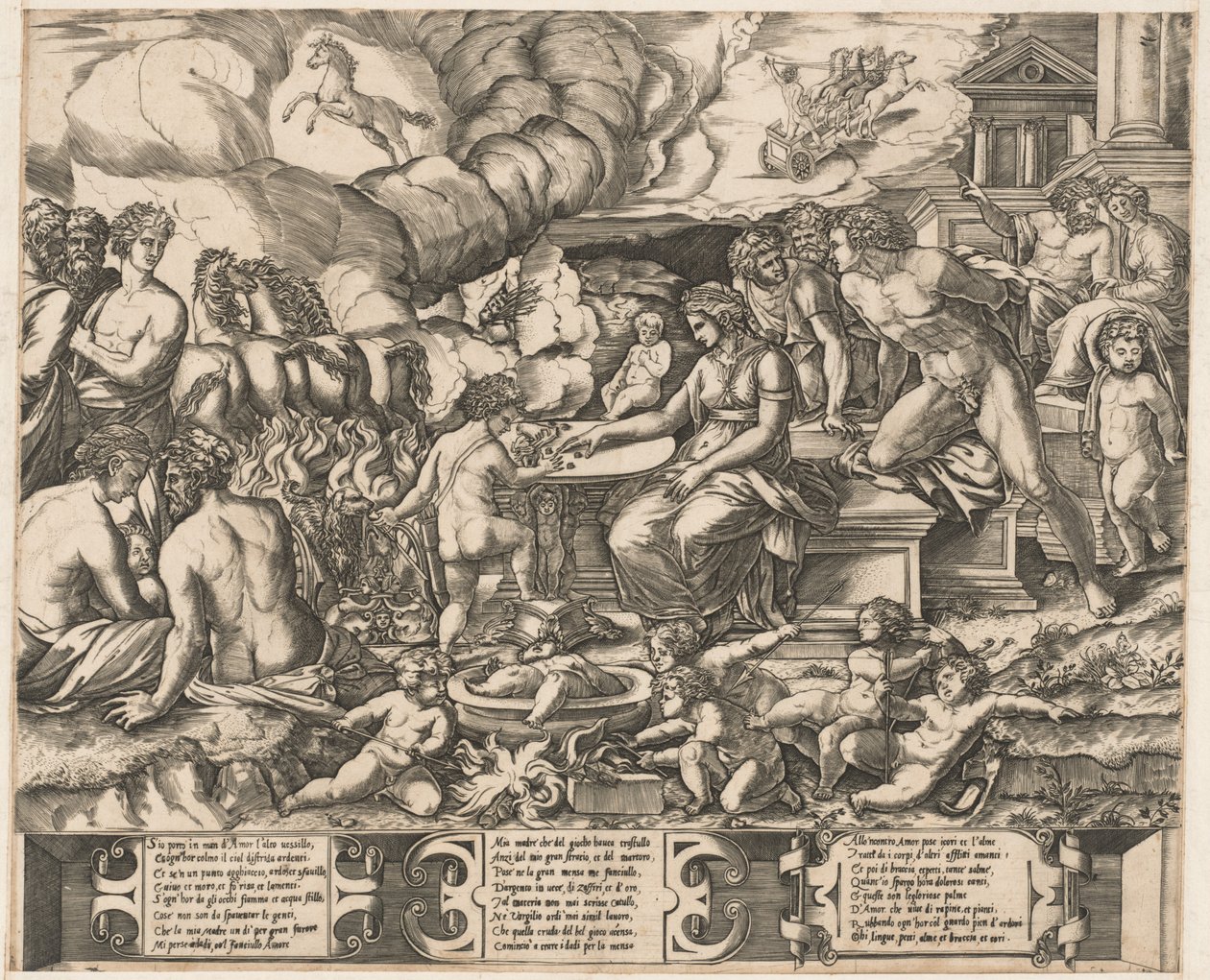 Alegoría del amor de School of Marcantonio Raimondi, after Baccio Bandinelli
