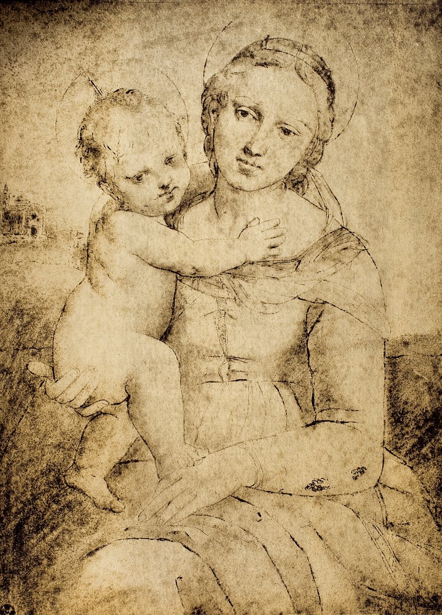 Madonna y Niño de School of Raphael