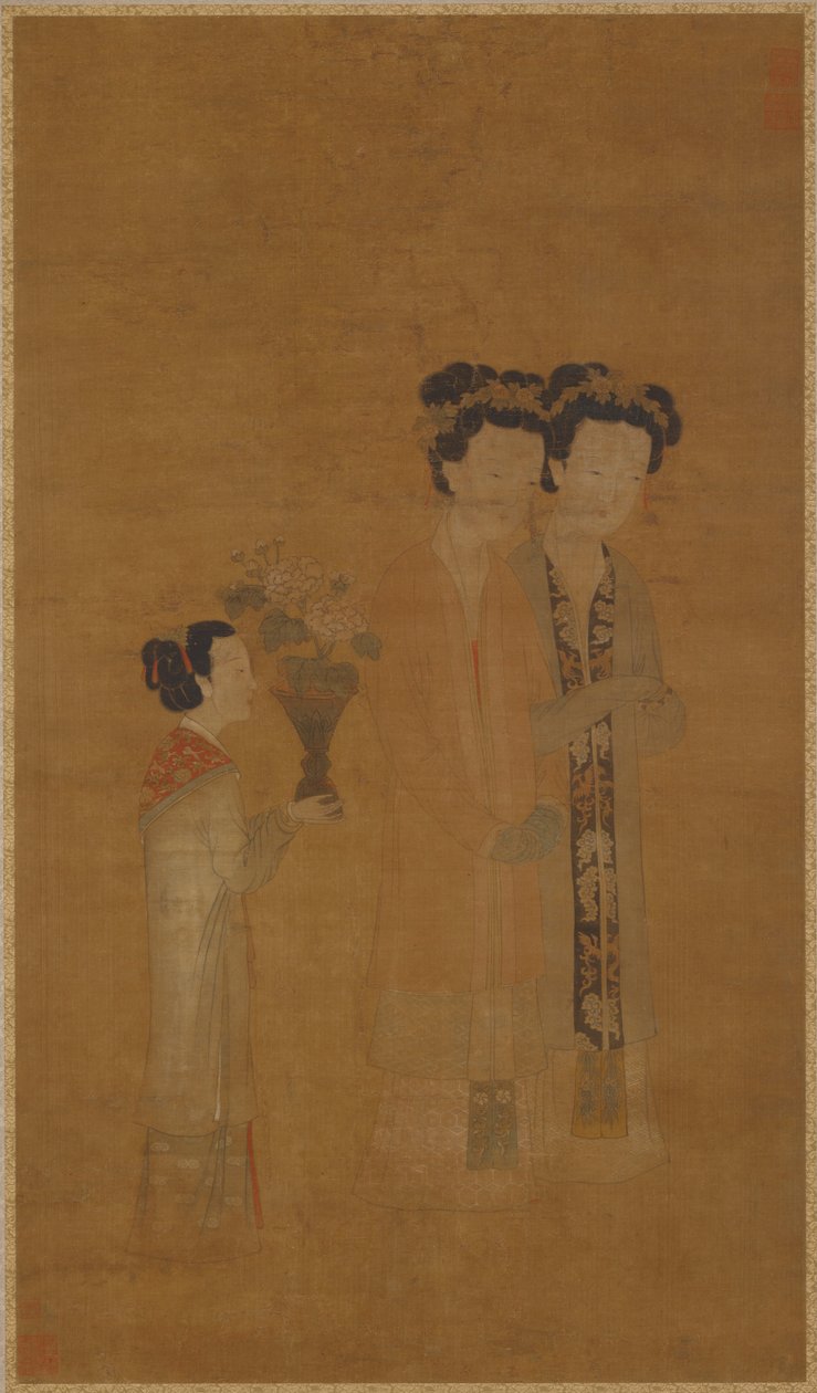 Damas de la corte y asistente, dinastía Ming, siglo XVI de School of Tang Yin