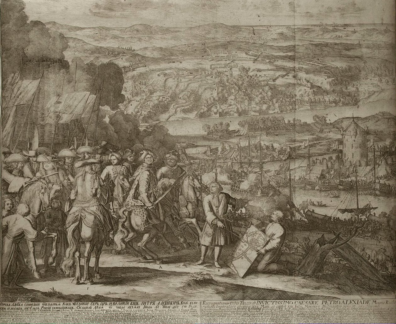 Sitio de la Fortaleza Turca Azov por las Fuerzas Rusas en 1696 de Schoonebeek
