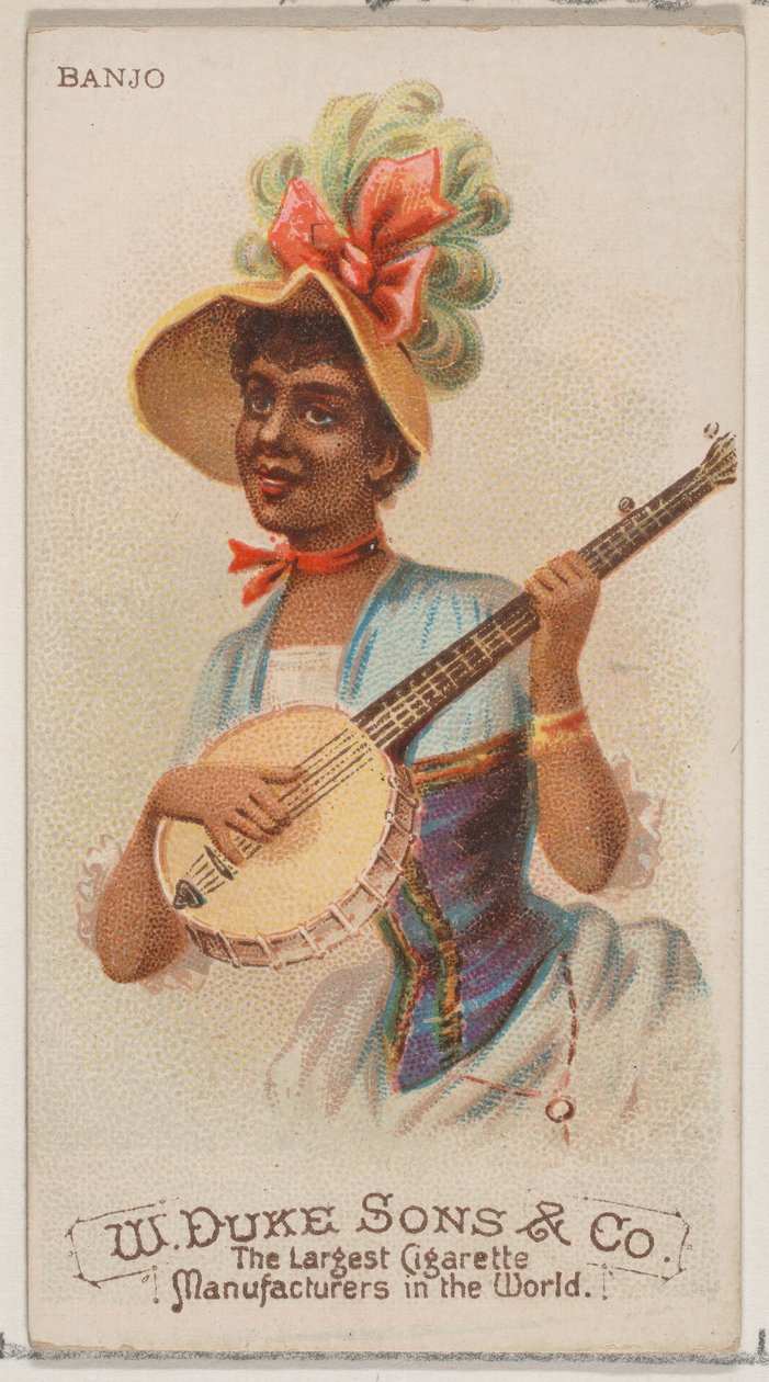 Banjo, de la serie Instrumentos Musicales N82 para cigarrillos marca Duke, 1888 de Schumacher and Ettlinger