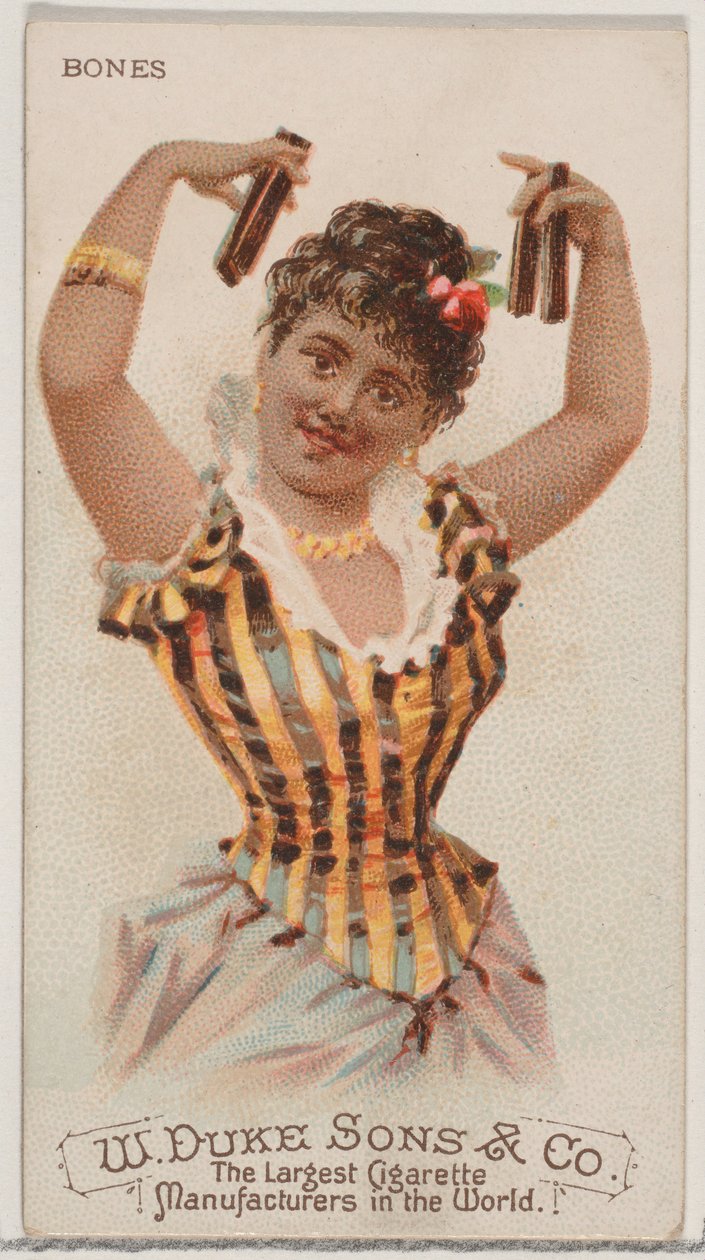 Huesos, de la serie Instrumentos Musicales N82 para cigarrillos marca Duke, 1888 de Schumacher and Ettlinger