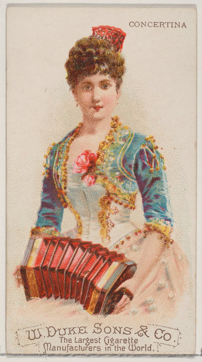 Concertina, de la serie Instrumentos Musicales N82 para cigarrillos marca Duke, 1888 de Schumacher and Ettlinger