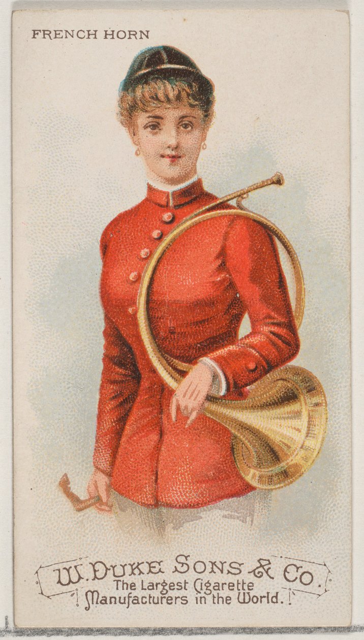Trompa, de la serie Instrumentos Musicales N82 para cigarrillos marca Duke, 1888 de Schumacher and Ettlinger