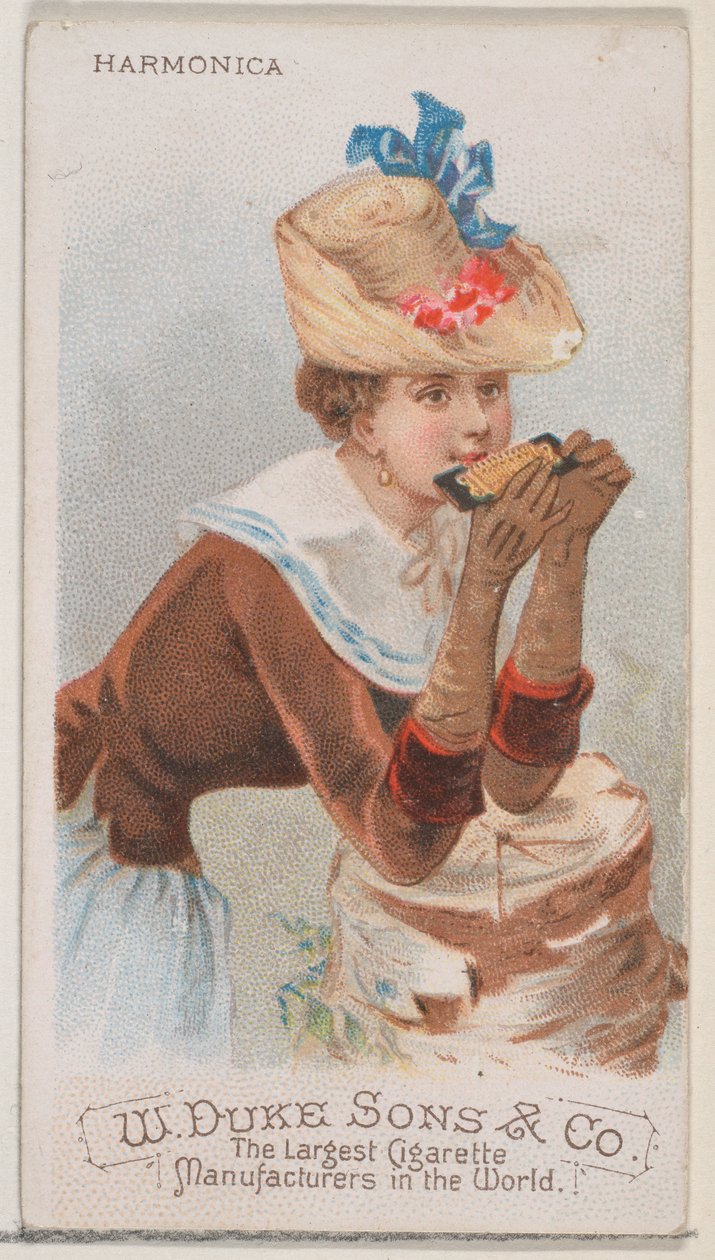 Armónica, de la serie Instrumentos Musicales N82 para cigarrillos marca Duke, 1888 de Schumacher and Ettlinger