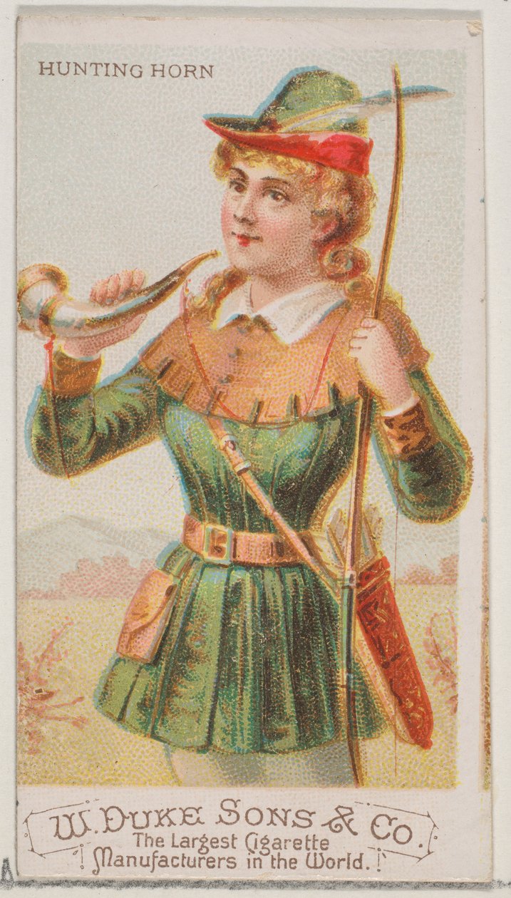 Cuerno de caza, de la serie Instrumentos Musicales N82 para cigarrillos marca Duke, 1888 de Schumacher and Ettlinger
