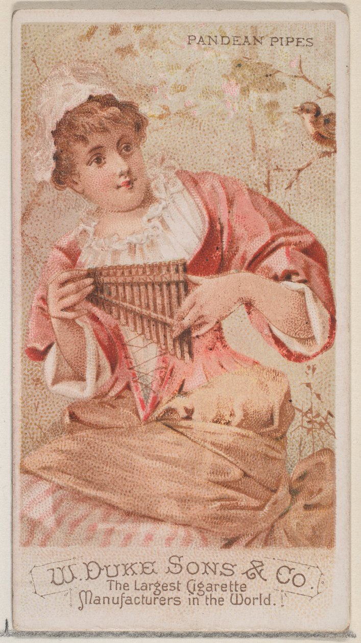 Flautas de Pan, de la serie Instrumentos Musicales N82 para cigarrillos marca Duke, 1888 de Schumacher and Ettlinger
