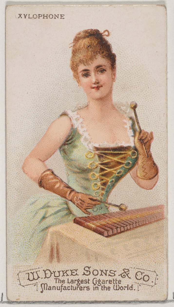 Xilófono, de la serie Instrumentos Musicales N82 para cigarrillos marca Duke, 1888 de Schumacher and Ettlinger