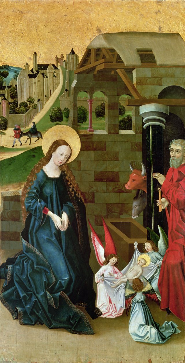 Adoración del Niño Jesús (panel lateral de un Tríptico) de Schwabian School
