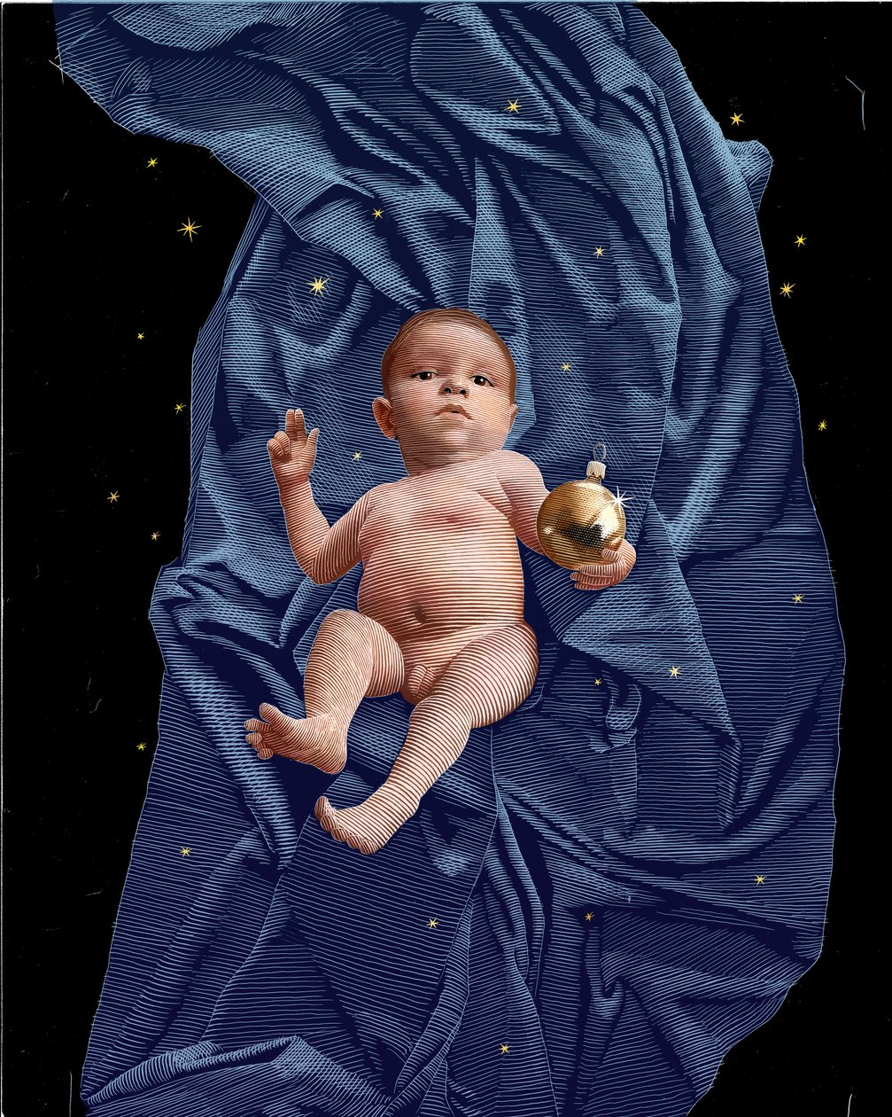 Immanuel, 2024 (scratchboard, coloreado digitalmente) de Scott McKowen