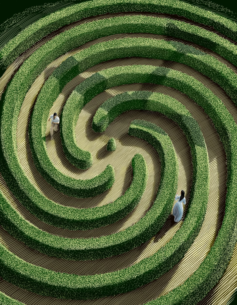 Misalliance, 2015 (scratchboard, coloreado digitalmente) de Scott McKowen