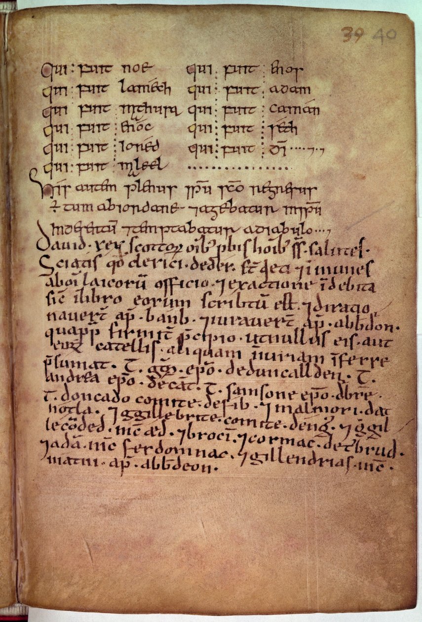 Ms 11.6.32 Carta emitida a los clérigos de Deer, por el Rey David (1084-1183) de 