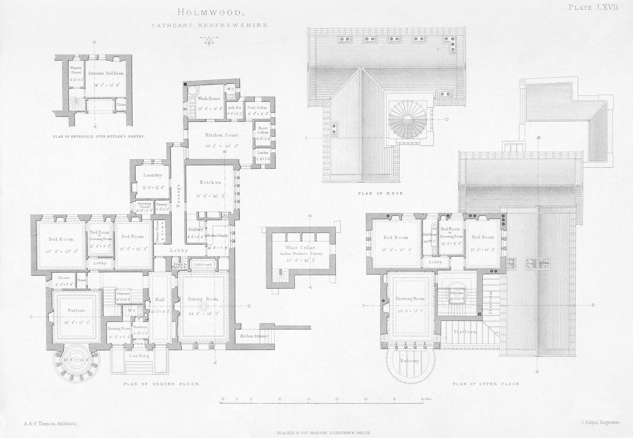 Vista exterior e interior de Holmwood, Glasgow de Scottish School