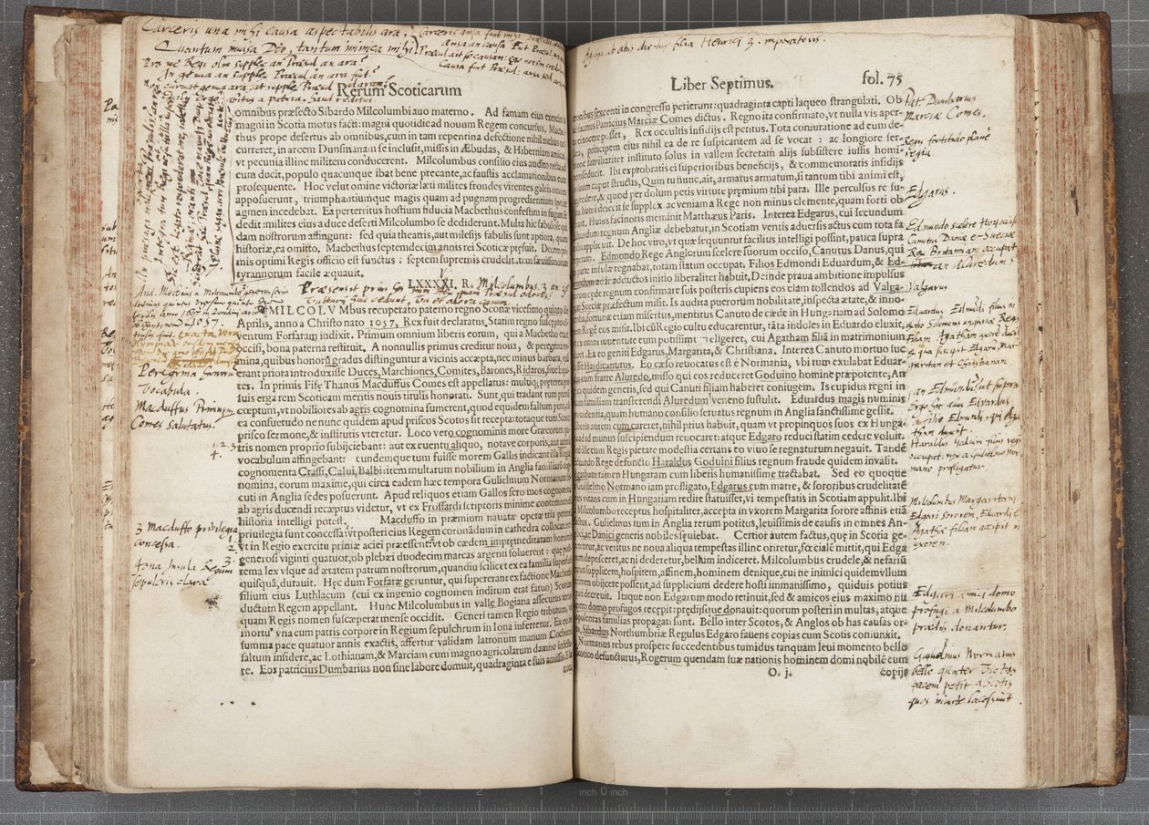 Fol 74 verso 75 recto, Rerum Scoticarum Historia de George Buchanan de Scottish School