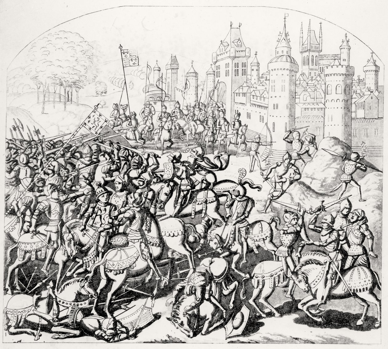 El rey David de Escocia (1084-1153) llega con un gran ejército ante Newcastle-upon-Tyne, 1138 de Scottish School