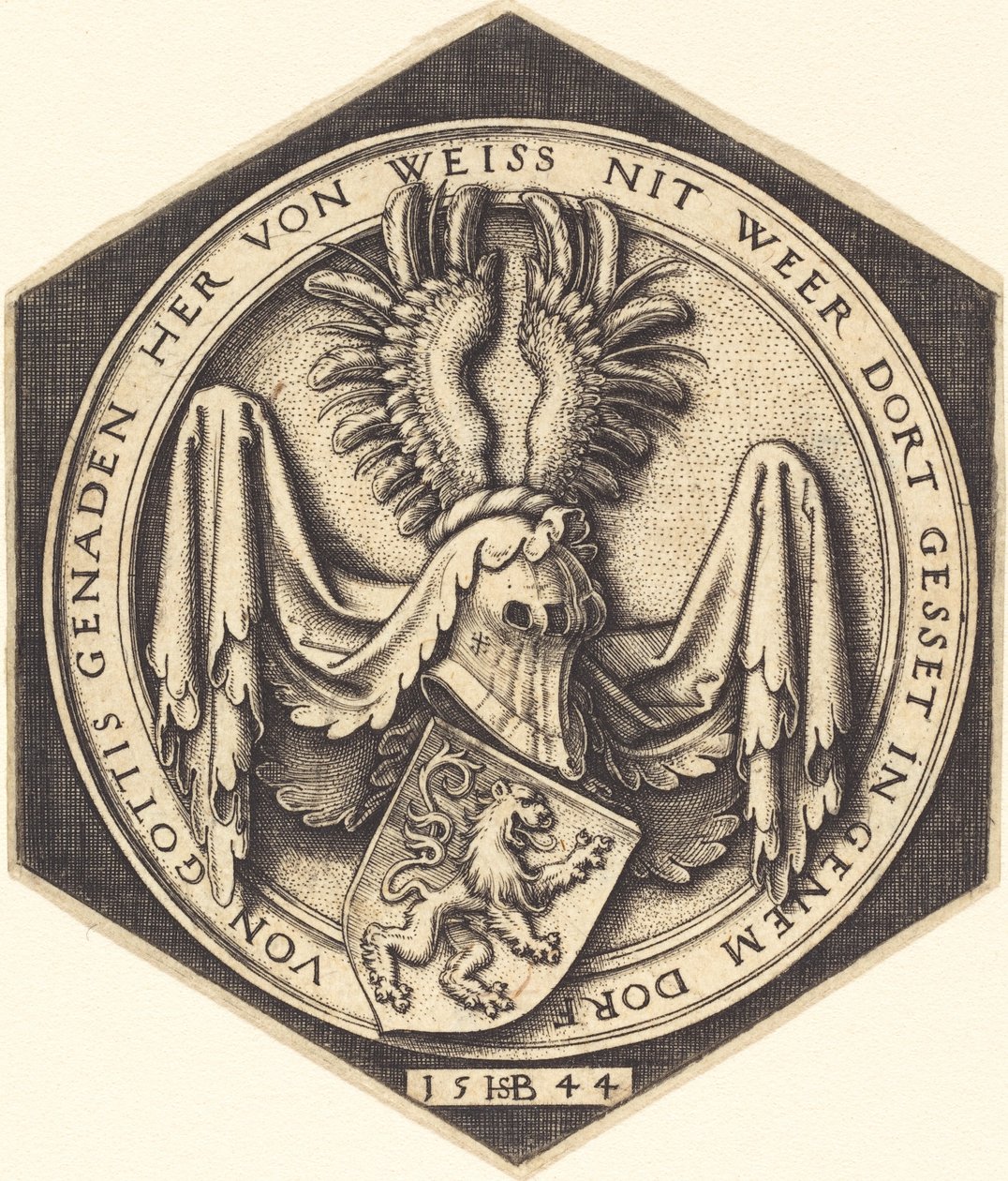 Escudo de armas con un león de Sebald Beham