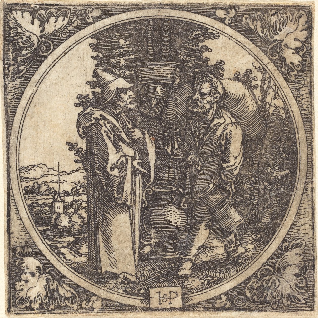Caballero y Dos Sirvientes, o Solón y Dos Campesinos de Sebald Beham