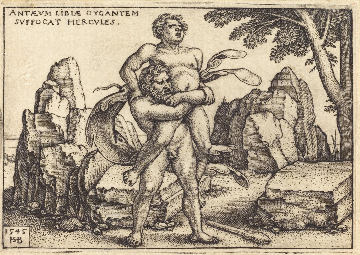 Hércules matando a Anteo de Sebald Beham